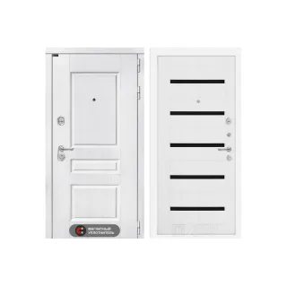 Входная металлическая дверь Лабиринт VERSAL 01 - Белое дерево, стекло черное